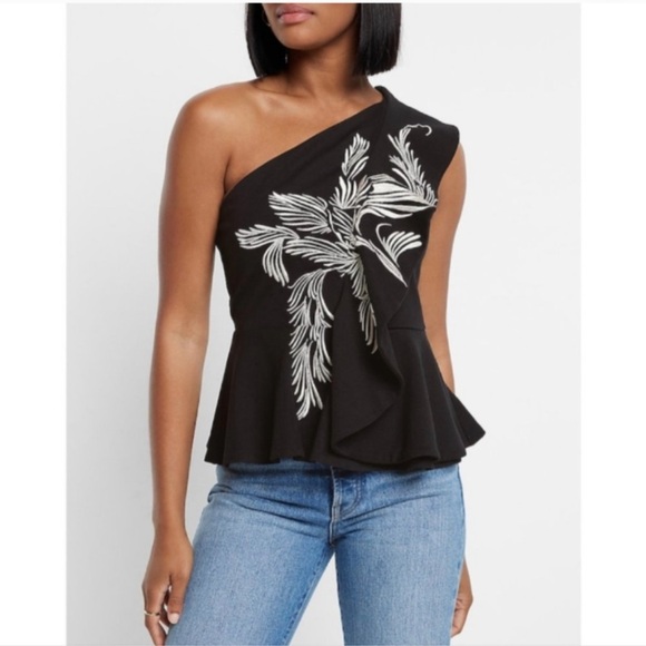 Express Tops - Express One-Shoulder Peplum Top‎